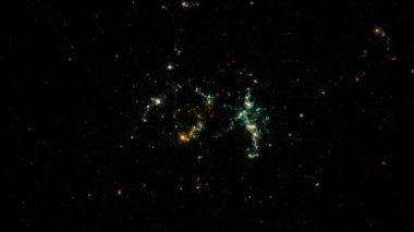 Yıldızların arka planı. Uzayda Uçmak. 