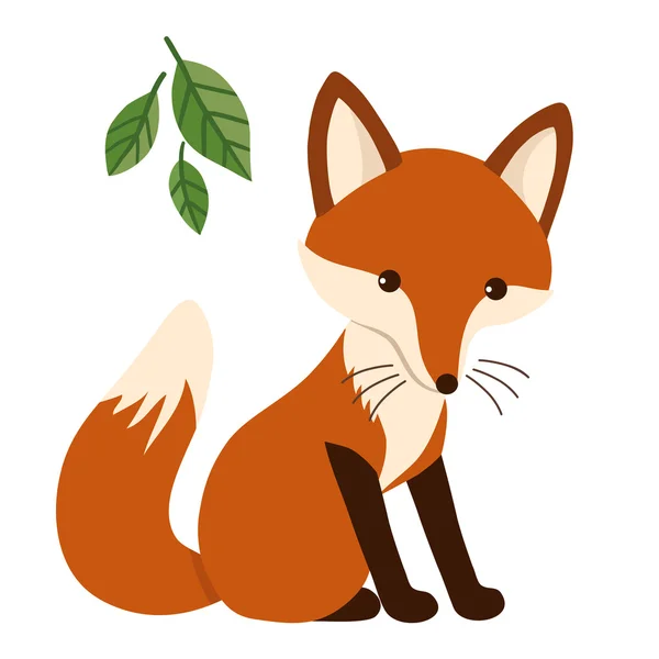 Roztomilý kreslený fox ploché styl vektorové ilustrace — Stockový vektor