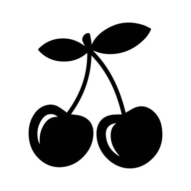 Çok az silueti olan temiz bir kiraz çifti. Yemek ikonları, taze meyve grafikleri, doğa çizimleri ya da basit dekoratif tasarımlar için mükemmel..