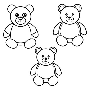 Yumuşak hatlı sevimli bir çift oyuncak ayı. Çocuk temaları, oyuncak grafikleri, tebrik kartları ve oyuncu çizimler için mükemmel.