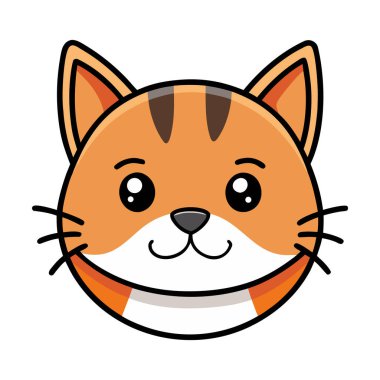 Çocuklar ve evcil hayvan tasarımları için sevimli kedi yüzü çizimi.