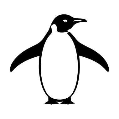 Arkadaş canlısı penguen çizimi çocuklar ve kış temaları için idealdir.