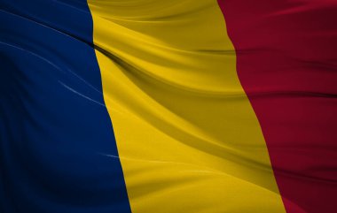 Çad bayrağı dalgalı dokudan yapılmış bir konsept görüntüdür..