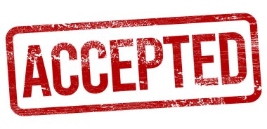 Beyaz arkaplanda kırmızı damga kabul edildi