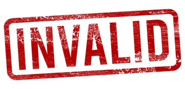 Beyaz arkaplanda geçersiz kırmızı damga