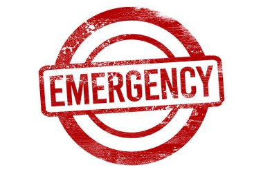 Beyaz arka planda kırmızı acil durum damgası