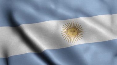 Mavi arka planda Arjantin bayrağı sallıyor. 3d illüstrasyon.