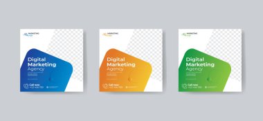 Yaratıcı Dijital Pazarlama Ajansı sosyal medya kurumsal proje tasarımının şablonu. 3 Renkli Aksan ile vektör gösterimi ile yazdırılacak şekilde ayarla