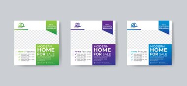 3 Renk Aksanı Şablonlu Emlak İlanı. Instagram Sosyal Medya Posta Web Afişi Tasarımı