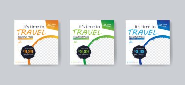 seyahat macera sosyal medya paketi şablon premium vektör tasarımı