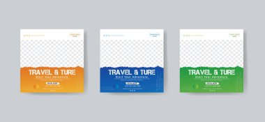 seyahat macera sosyal medya paketi şablon premium vektör tasarımı