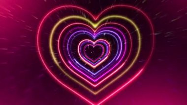4K Soyut Neon Işıkları Kalp Tüneli VJ Hareket Arkaplanı
