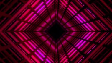 4K Soyut Bilim-Kurgu Tüneli VJ Hareket Arkaplanı Neon Kırmızı Işık Tüneli.