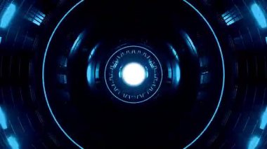 4K Soyut Bilim-Kurgu Tüneli VJ Hareket Arkaplanı Neon Mavi Işık Tüneli VJ Döngüleri.