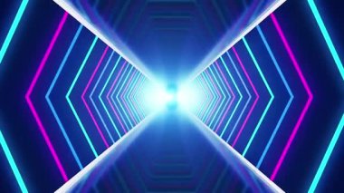 Soyut Bilim- Kurgu Tüneli VJ Hareket Arkaplanı Neon Işık Tüneli Döngüsü 4K Video.