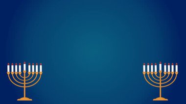 Menorah, Hediyeler ve David 'in Yıldızlarıyla Mutlu Hanuka Animasyon Kartları