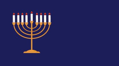 Aydınlık Menorah, Davut 'un Yıldızları ve Şenlik Arkaplanlı Mutlu Hanuka Kartları.