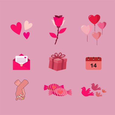 Sevgililer Günü temasından izole edilmiş vektör. ögeler koleksiyonu aşk teması için uygun