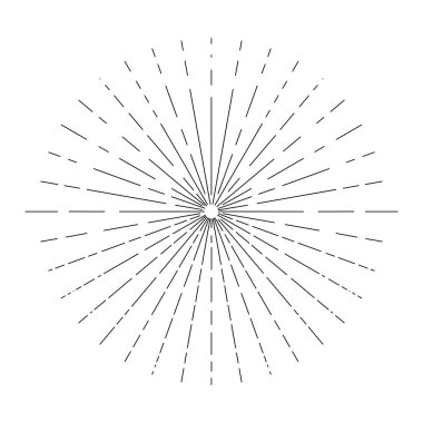 İnce çizgili güneş patlaması ikonu. Retro tasarım ve arkaplan simgesi konsepti için mükemmel