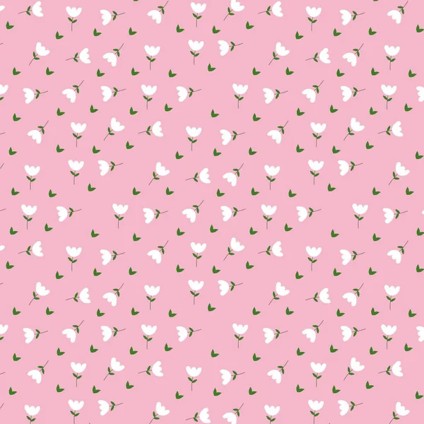 Kusursuz çiçek desenli pembe arka planda beyaz çiçekler. Tekstil, duvar kağıdı, ambalaj kağıdı ve dijital tasarımlar için elverişli.