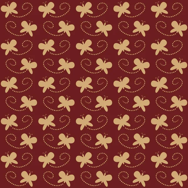 Kestane rengi arka planda noktalı uçuş izleri olan kusursuz bej kelebekler. Kumaş, duvar kağıdı, ambalaj kağıdı ve doğa temalı tasarımlar için idealdir..