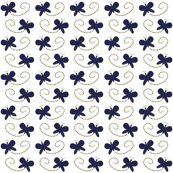 Kusursuz desenli siyah kelebek ve beyaz arka planda noktalı uçuş izleri. Kumaş, duvar kağıdı, ambalaj kağıdı ve doğadan esinlenilmiş şirin tasarımlar için mükemmel..