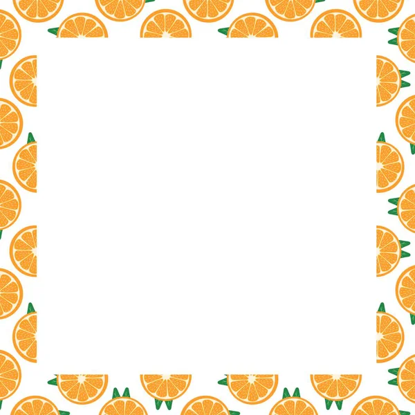 Beyaz ortadaki boşlukta turuncu dilim çerçeve. Davetiyeler, etiketler, ambalajlar, posterler ve yaz temalı tasarımlar için ideal.