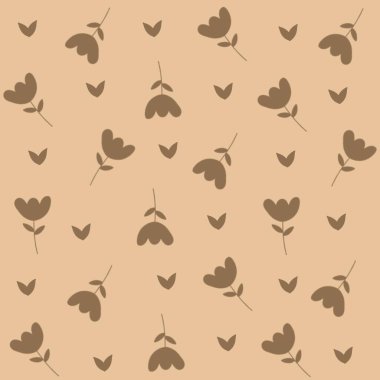 Bej arka planda kusursuz desenli çiçek deseni. Tekstil, duvar kağıdı, ambalaj kağıdı ve dijital tasarımlar için ideal.