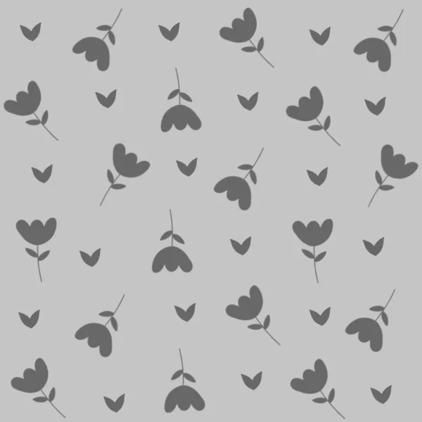 Gri arka planda kusursuz desenli çiçek deseni. Tekstil, duvar kağıdı, ambalaj kağıdı ve dijital tasarımlar için ideal.