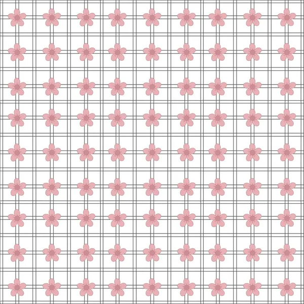 Ekoseli arka planda kusursuz desenli çiçekler. Tekstil ürünleri, ambalaj kağıtları, duvar kağıtları, albüm tasarımları ve dijital projeler için mükemmel..