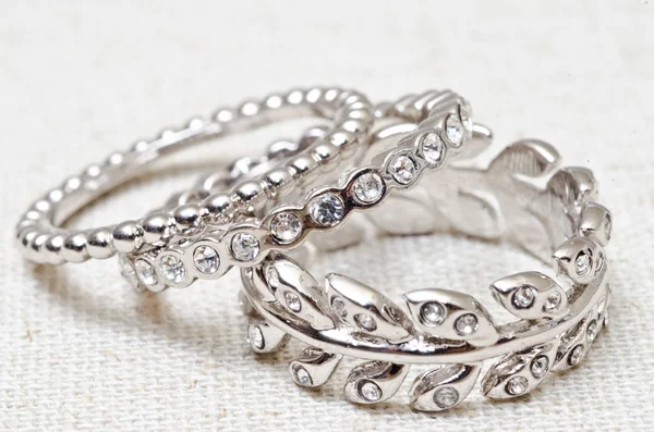 Silver rings with crystals Stock Image