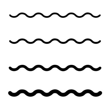 Değişen kalınlıkta dört dalgalı, yatay siyah çizgi. Minimalist tarzda bölücüler, altçizgiler, sınırlar ya da basit tasarım elemanları olarak mükemmel.