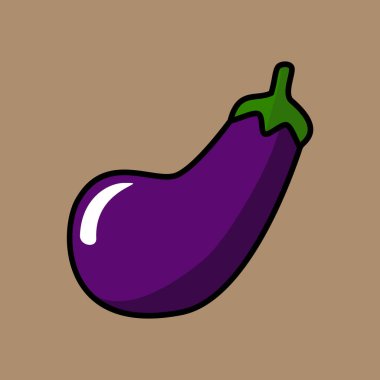 izole edilmiş renkli patlıcan ikonu. vektör çizimi tasarımı