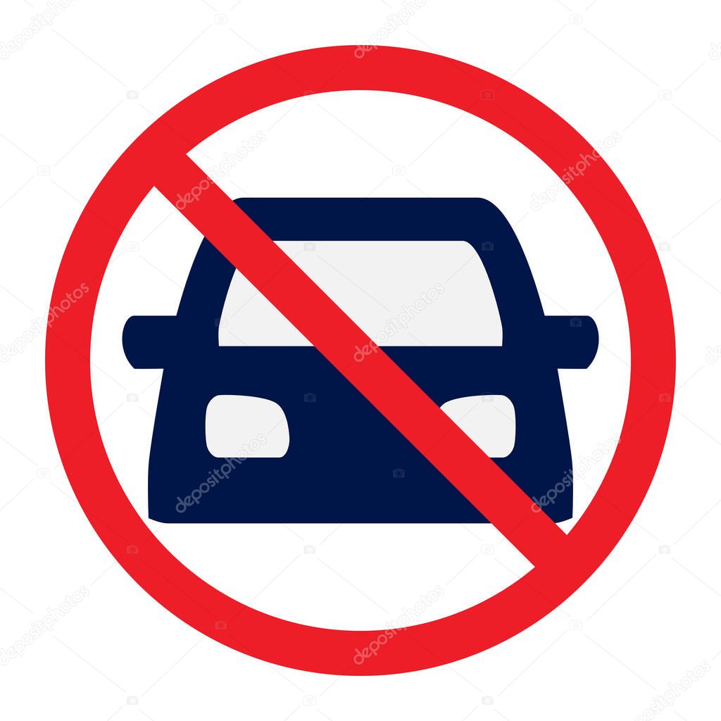 No Entry for Cars Prohibition Sign Vector Logo  Vehicle Restriction Warning Symbol