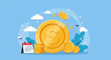 Bozuk para ve para dolu para çantası. Düz çizgi film tarzı. vektör illüstrasyonu