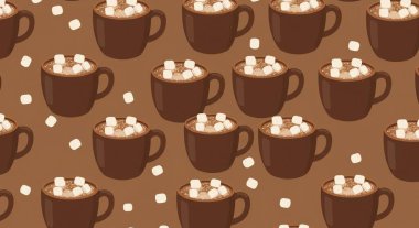 Sıcak kahve fincanı kumaşlar, tekstil ve ambalajlar, çarşaflar ve çocuklar ve ambalaj kağıtları için kusursuz desen