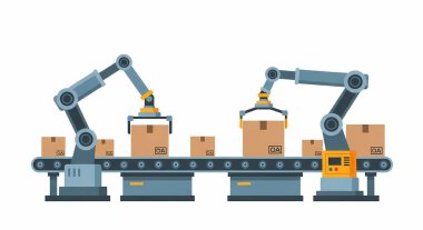 Robotik kol simgesi, düz stil