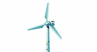 Beyaz üzerine rüzgar türbininin 3 boyutlu görüntülemesi