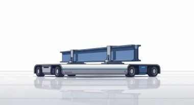Beyaz arkaplanda yansıması olan bir kamyonun 3 boyutlu görüntüsü