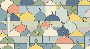 Camii olan kusursuz bir İslami düzen. vektör illüstrasyonu