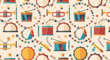 Farklı müzik aletleriyle kusursuz desen