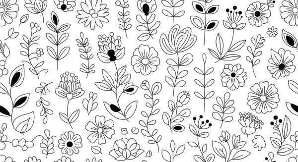 Elle çizilmiş çiçek deseni. Çiçek arkaplanı, vektör illüstrasyonu