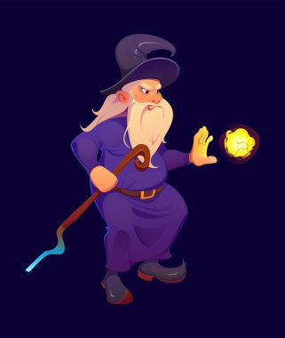 Sihirli ışık topu ve asası olan çizgi film Cadılar Bayramı sihirbazı karakteri. Mor pelerinli ve fantezi şapkalı, uzun sakallı yaşlı bir ortaçağ adamı. Yaşlı sakallı Merlin sihirli değnekle büyü yapıyor.