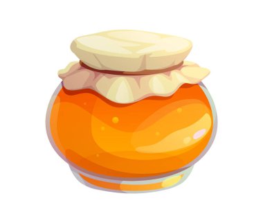 Çizgi film cam vektör bal kavanozu. Arı ve bal peteğinden altın sonbahar apikültür hasat balı. Rosh Hashanah Tova için portakal sarısı tatlı şurup