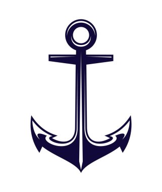 Boat ship anchor maritime heraldry sign. Ship heavy anchor maritime crest symbol, vessel metal anchor marine heraldry vector element. Yacht iron hook navy ancient coat of arms sign or object