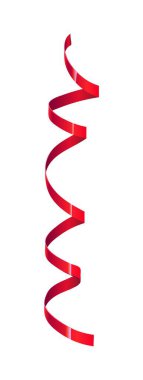 Kış tatili partisi için konfeti şeridi ya da yılan balığı, çizgi film vektörü. Yılbaşı ve Xmas konfeti kurdelesi veya kırmızı kağıt seramiği veya Noel süsleri için folyo kıvrımı