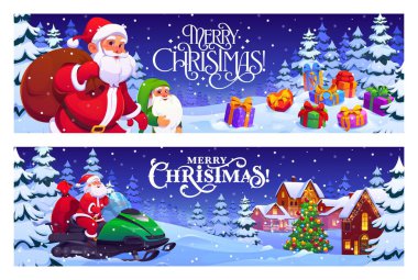 Noel bayramında Noel Baba ve bir elf karlı bir çam ormanında hediye çantası taşıyorlar. Komik Noel Baba yeşil kar motosikletiyle bir tatil şehrine doğru hızla gidiyor. Piyasa dekorasyonları, tatil kartları