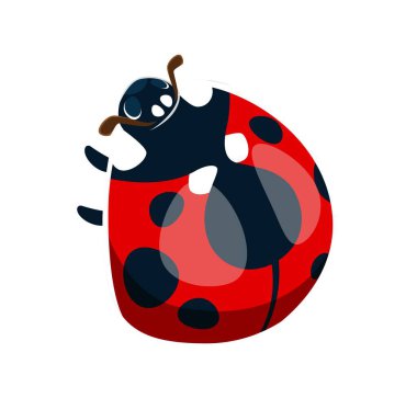 Uğurböceği yazı tipi çizgi film D 'si. Uğur kuşu yazı tipi harfi, sevimli böcek çizgi film yazı tipi vektör işareti. Kırmızı kadın böceği sembolü veya bahçe böceği çocuk ABC yazı dizisi elementi