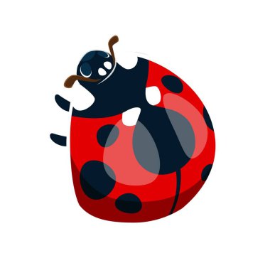 Uğurböceği yazı tipi çizgi film D 'si. Uğur kuşu yazı tipi harfi, sevimli böcek çizgi film yazı tipi vektör işareti. Kırmızı kadın böceği sembolü veya bahçe böceği çocuk ABC yazı dizisi elementi