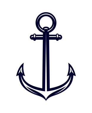 Okyanus yatı, gemi çapa ikonu ya da piktogram. Yat ağır çapa ikonu, donanma gemisi metali izole vektör piktogramı. Denizcilik yat ekipmanı işareti ya da yolcu gemisi demir kanca sembolü